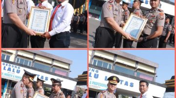 29 Personel Dan 3 Polsek Terima Penghargaan Kapolres Lamongan Atas Prestasi Dan Dedikasi